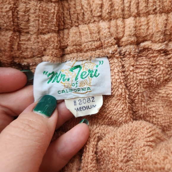 Mr. Teri California Men's Ken Tan Beige Two Piece Terry Cloth Pajama Set Vintage - Picture 3 of 7